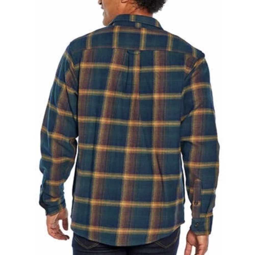 Men's Blue Yellow Plaid Flannel Long Sleeve Button Up Shirt Casual Outdoor - Picture 2 of 16
